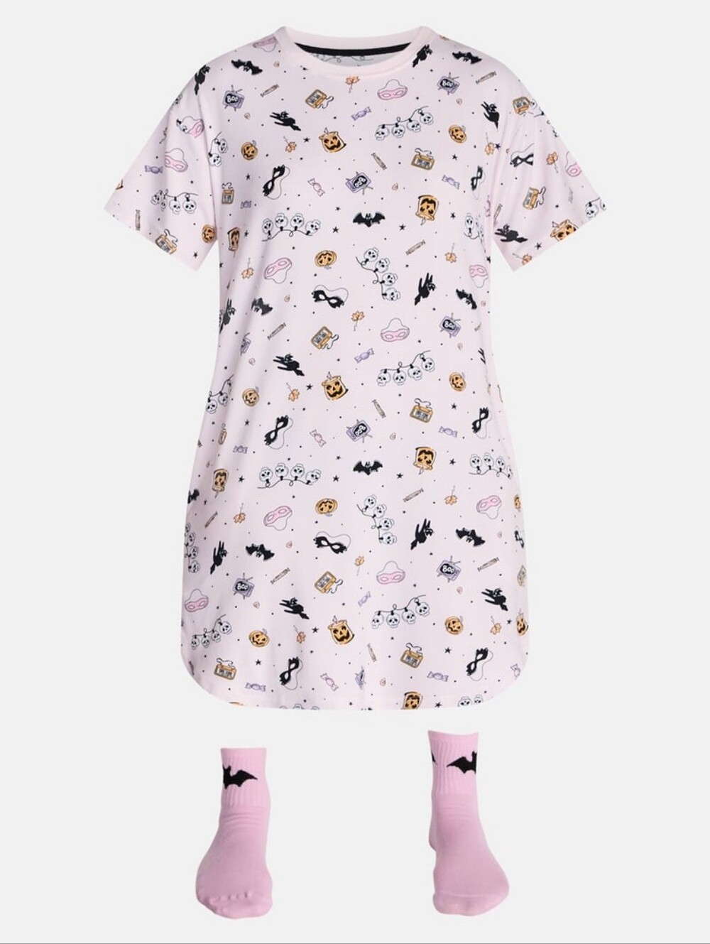 Pink Halloween Print Nightshirt Pajama